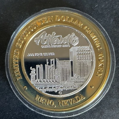 Atlantis Casino Resort Reno $10 Silver Strike 2001 Skyway Copper Rim  - Image 1 of 2