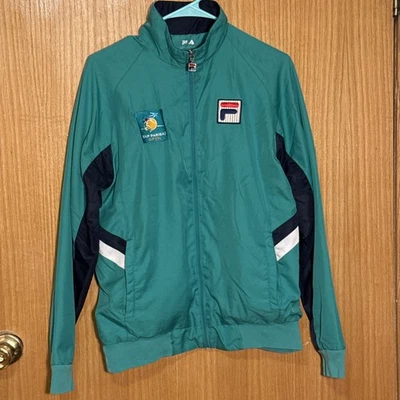 Chaqueta abierta vintage Fila BNP Paribas talla M verde cortavientos cremallera completa para hombre Foto 1 de 4