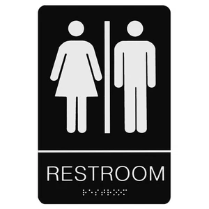 Toilet Sign Men and Women Bathroom Label Tag Braille Unisex Restroom Signs - Picture 1 of 12