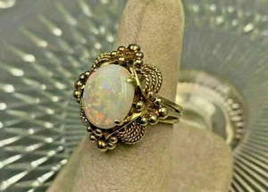 2 kt Ovalschliff Opal Damen Frauen Verlobungsring 14 K Gelbgold Finis - Bild 1 von 4