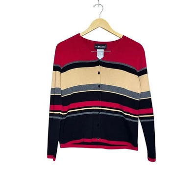 Cárdigan a Rayas Abotonadas Pequeño Sag Harbor 100% Algodón Años 90 Academia Foto 1 de 4