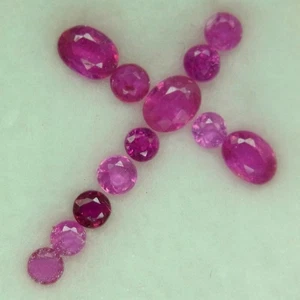 GRACEFUL SET! 1.45ct.Hot Strawberry Red Pink Ruby Mozambique RD&OV 2.2mm-4x3mm. - Picture 1 of 4