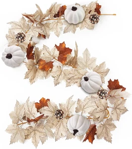 Fall Garland 5.9Ft Fall Maple Leaves Garland with Pumpkin Pinecone Artificial - Picture 1 of 12