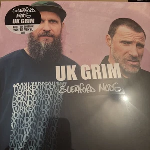 SLEAFORD MODS-LP UK GRIM-LTD EDITION WHITE VINYL +A SIGNED 12” X 12” PRINT-M/SLD - Picture 1 of 4
