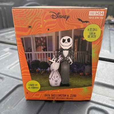 Disney Gemmy Jack Skellington & Zero 6 Ft Airblown Nightmare Before Christmas - Image 1 of 2
