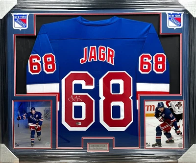 Camiseta firmada por Jaromir Jagr New York Rangers enmarcada Beckett certificado de autenticidad holograma hockey Foto 1 de 4