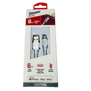 Energizer 6 ft Braided USB Charging Cable for Older Model iPhone iPad iPod - Photo 1 sur 3