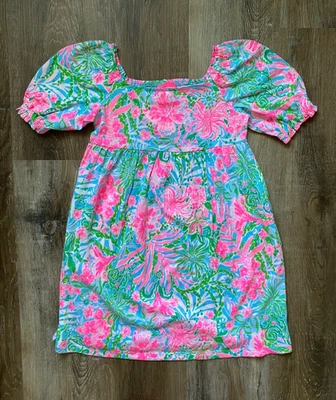 LILLY PULITZER nwt Mini Delaney Dress~size MEDIUM 6-7~NEW~floral~Leaf It Wild~ - Image 1 of 3