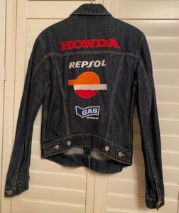 Women’s Genuine Gas Repsol Honda Denim Jacket. Size Medium Vintage Classic Rare - Picture 1 of 13