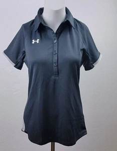 Womens Polo Shirt Under Armour XS Black loose Fit UA Heat Gear New - Picture 1 of 12