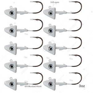 Cabezal de plantilla de sábalo 32786 Mustad 2x gancho fuerte 8/0 negro níquel blanco @ EE. UU. 10 piezas - Imagen 1 de 7