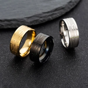 Mens Womens Gold Fishing Fish Hook Band Ring Stainless Steel Size 7-12 - Picture 1 of 12