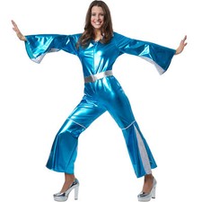 Kostüm Damen Disco Starlet Queen 70er 80er Overall Jumpsuit Fasching Karneval