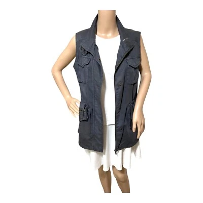 Chaleco utilitario Caslon Petite para mujer PS azul oscuro gris cordón cintura bolsillos cremallera Foto 1 de 4