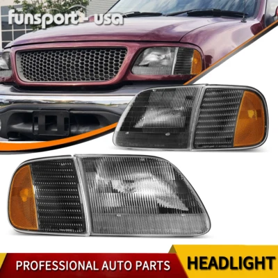 Faros negros + lámparas de esquina ámbar para Ford F150 97-02 Expedition 1997-2003 Foto 1 de 4