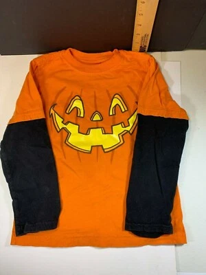 3 Halloween Print Shirts 5T Long + Short Sleeve Minor Stains Good Used Condition - Image 1 of 4