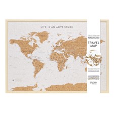 Splosh TVB04 Travel Board World Map - Beige/White, Large