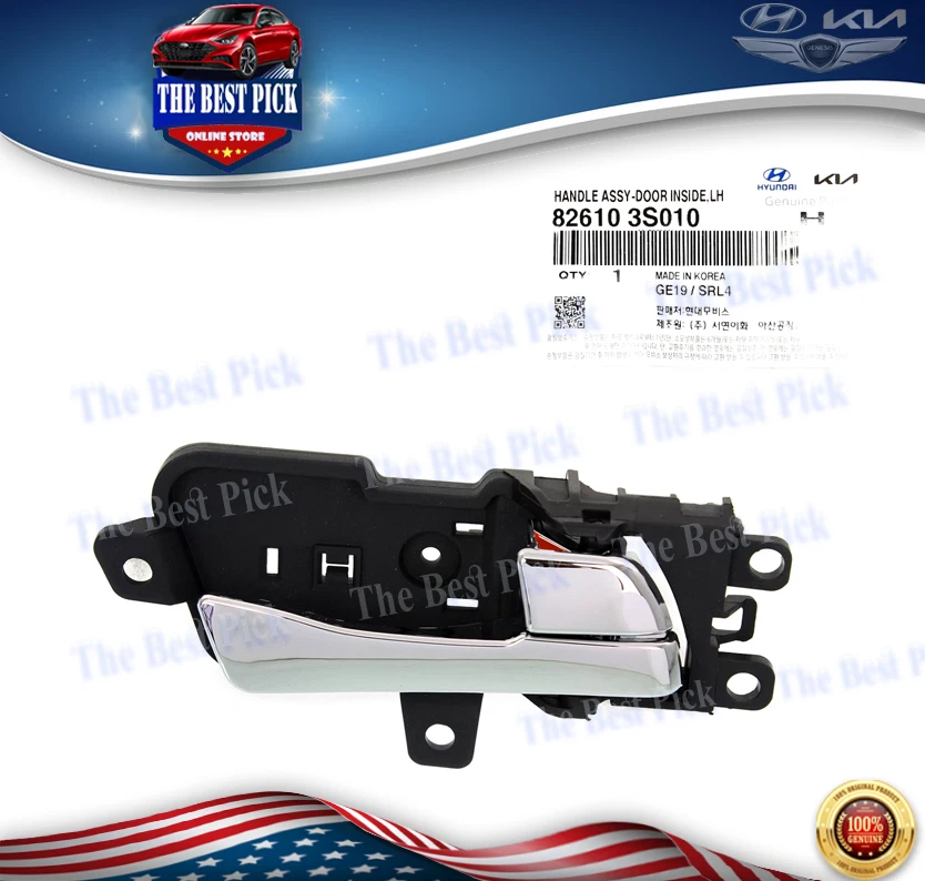 Genuine FRONT / REAR  Inside  Handle LH Chrome SONATA 2011-2014 826103S010 - Image 1 of 1