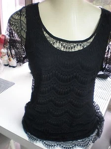 NUEVA BLUSA ANN TAYLOR LOFT NEGRA Encaje SIN MANGAS COMPLETAMENTE FORRADA TALLA S SUAVE Y BONITA - Imagen 1 de 4
