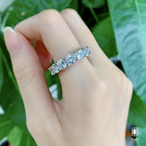 Brilliant Diamond Pave Eternity Ring White Gold Wedding - Picture 1 of 3