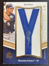2009 Upper Deck SP Ryan Braun Auto By The Letter /10 Baseball Card Brewers