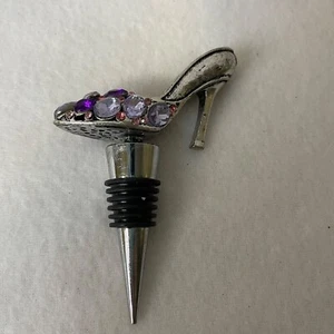 Wine Bottle Stopper Topper Purple Jeweled Shoe - Picture 1 of 4