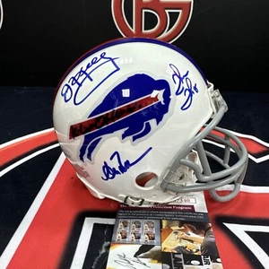 Jim Kelly Thurman Thomas Andre Reed Buffalo Bills Autographed Mini Helmet JSA - Picture 1 of 5