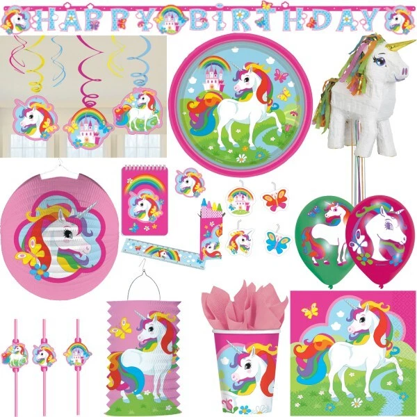 Set Di Decorazioni Per Festa Di Compleanno Arcobaleno Con Unicorno Tema Cavallo - Immagine 1 di 1