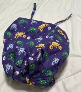 Mardi Gras Celebration Euro Chef Surgical Scrub Hat Cap Handmade Crab Purple - Picture 1 of 13