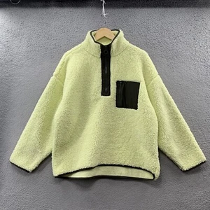Lou & Grey Women's L Lightweight Cozy Warm Sherpa 1/4 Zip Jacket Yellow Pocket - Picture 1 of 13