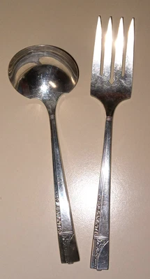 Juego de 2 piezas de cubiertos cubiertos Oneida 1937 CAPRICE Nobility Plate Art Deco Foto 1 de 4