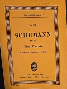 Schumann Piano Concerto in A minor Op 54 Miniature Score Eulenberg No. 707 Note - Picture 1 of 8