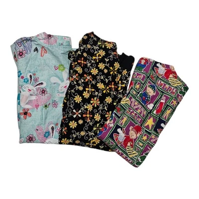 Lot Of 3 Seasonal Scrub Tops Mixed Brands Medium Christmas Easter Fall - Image 1 of 4
