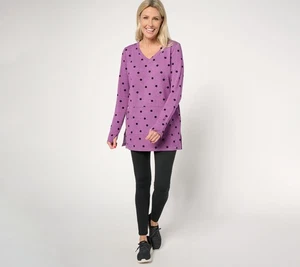 Cuddl Duds Petite Comfortwear Tunika & Legging Lounge Sets Lila Punkte M Neu - Bild 1 von 1