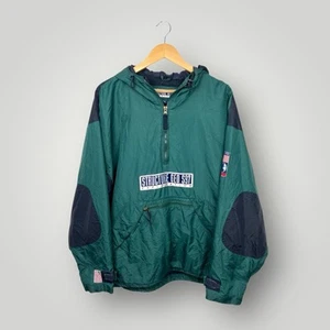 Vintage 90s Green Structure S97 Geo 1/4 Zip Pullover Windbreaker Korea - Picture 1 of 9