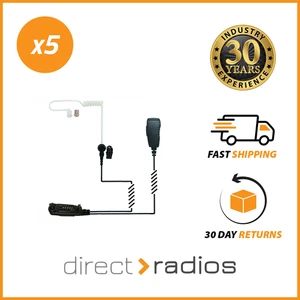 5x Acoustic Tube Earpiece with Mic & PTT for Hytera HP5/6/7 Radios - H7-186 - Picture 1 of 1