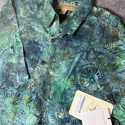 Johari West Mens 3XL Batik Hawaiian Shirt Natural Leisure Wear New - Image 1 of 4