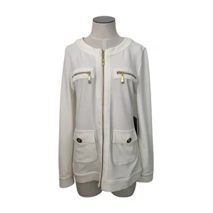 Boston Proper Womens Full Zip Off White Gold 4 Pocket Beyond Travel Jacket Sz S - Picture 1 of 11