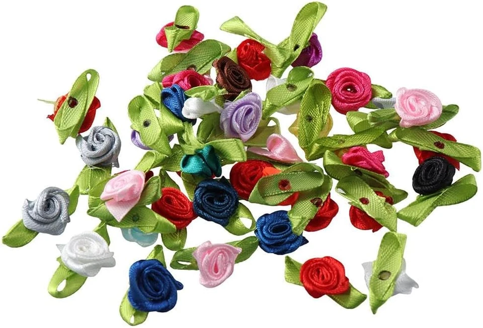 300 Piezas Mini Cinta Rosas Tela Artificial Flores con Hojas Verdes Pequeña Artesanía Foto 1 de 4