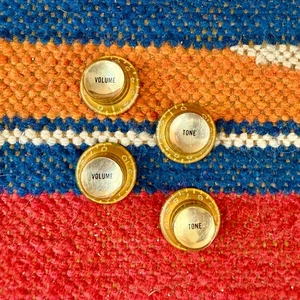 Juego de 4 perillas de guitarra vintage Gibson Gold Bonnet reflector combinadas alrededor de 1960 - Imagen 1 de 9