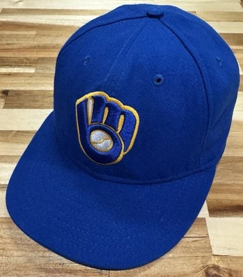 Milwaukee Brewers 59Fifty Fitted Hat 7 3/8 MLB Players On Field Cap USA Made - Image 1 of 4