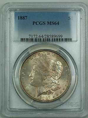 1887 Morgan Silver Dollar $1 PCGS MS-64 (Better Coin) Lightly Toned BW - Image 1 of 2