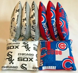 CHICAGO WHITE SOX & CUBS CORNHOLE BEAN BAGS SET OF 8 TOP QUALITY TOSS GAME R - Picture 1 of 1