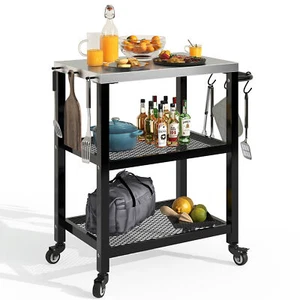 Outdoor Prep Dining Table Cart For Patio Bar Grilling Backyard BBQ Grill Cart - Picture 1 of 7
