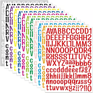 1512 Alphabet Stickers 12 Sheets Alphabet Stickers Vinyl Self-Adhesive Number Al - Picture 1 of 12