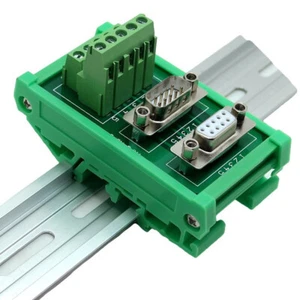 DB9 D Sub 9 pin DIN Rail Terminal Block Breakout Board Male Female Dual Adapter  - Picture 1 of 5