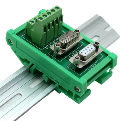 DB9 D Sub 9 pin DIN Rail Terminal Block Breakout Board Male Female Dual Adapter  - Image 1 of 4