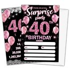 40Th Birthday Party Invitations 40 Year Old Rose Gold Surprise Birthday Invit...