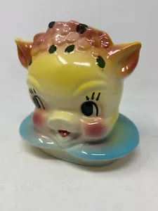 Barattolo biscottiera vintage anni 50 American Bisque Pottery Co. Lady Pig solo coperchio superiore - Foto 1 di 12