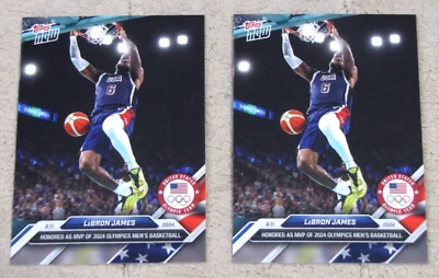 (2) 2024 Topps Now Juegos Olímpicos Lebron James Medalla de Oro Equipo EE. UU. MVP #30 Foto 1 de 2